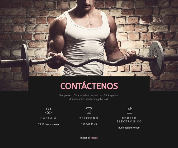  Contactos del club deportivo Maqueta de sitio web