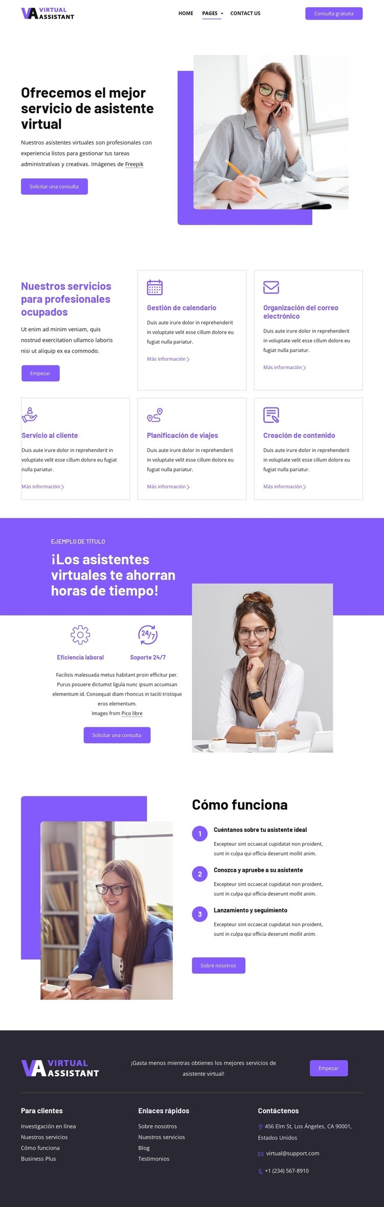 Asistente virtual para tu negocio Maqueta de sitio web