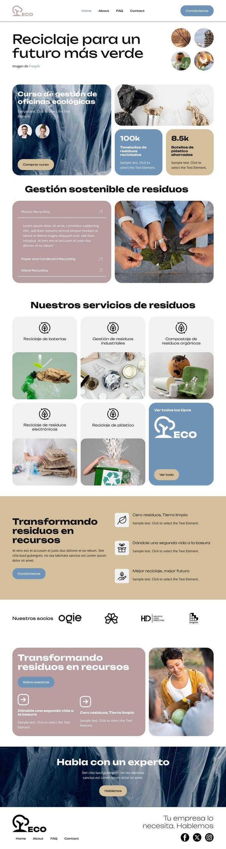 Reciclando hoy para el mañana Página de destino