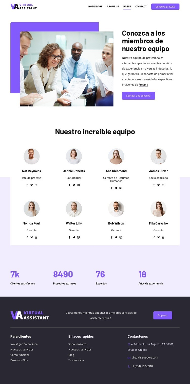 Conozca a los miembros de nuestro equipo Página de destino