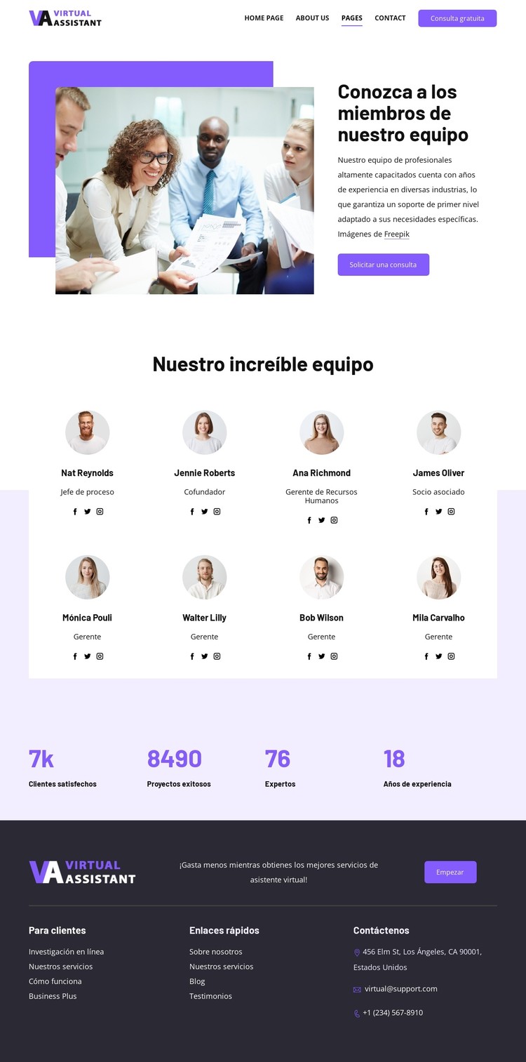 Conozca a los miembros de nuestro equipo Plantilla CSS