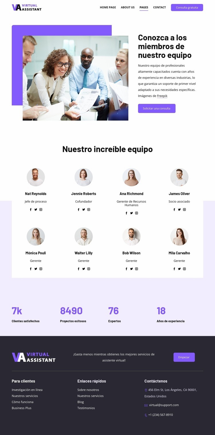 Conozca a los miembros de nuestro equipo Plantilla