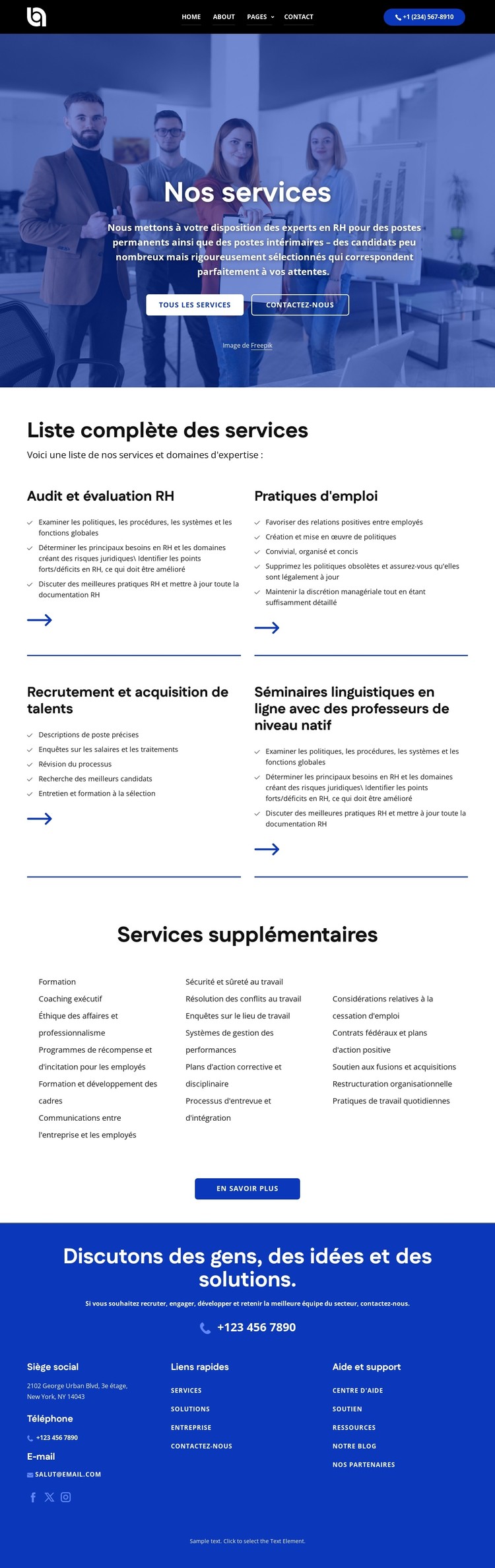 Liste complète des services Modèle CSS