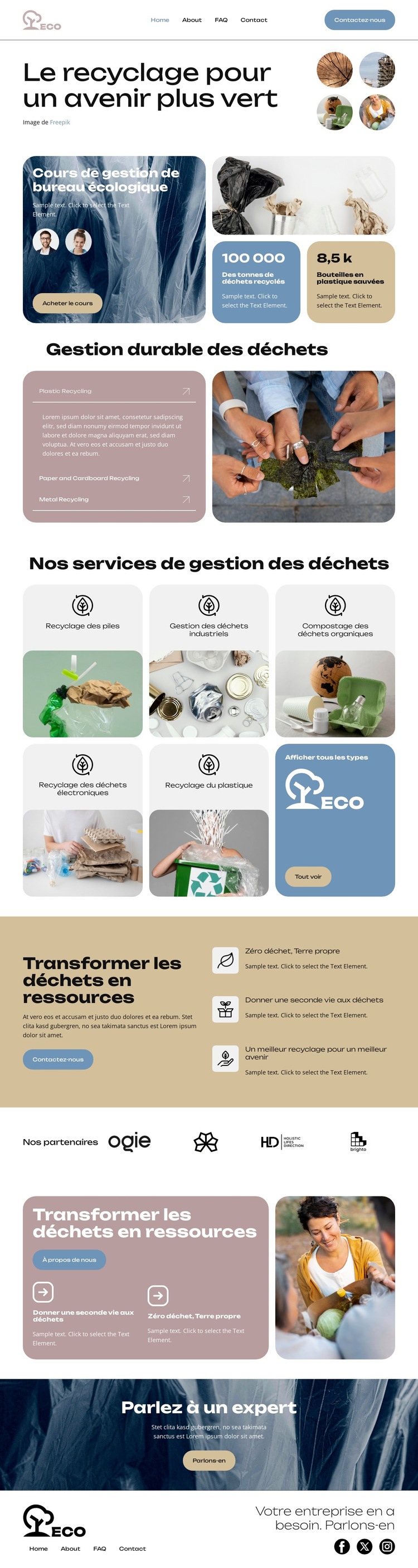 Recycler aujourd'hui pour demain Modèle de site Web