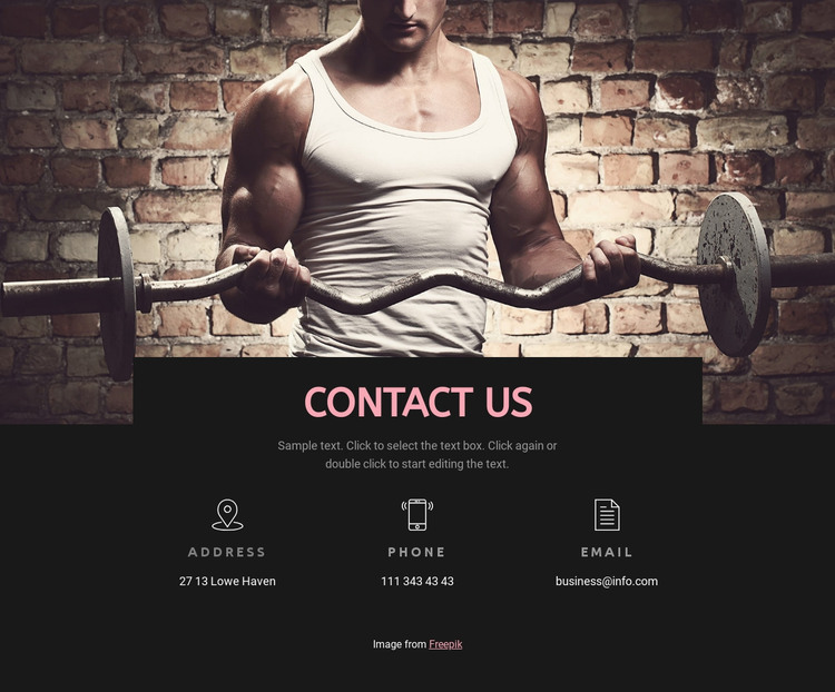  Sport club contacts Homepage Design