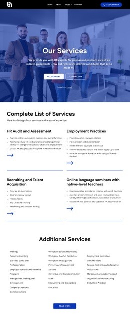 Services Example Layout For Html Complete list of services - Html Code Example by Nicepage