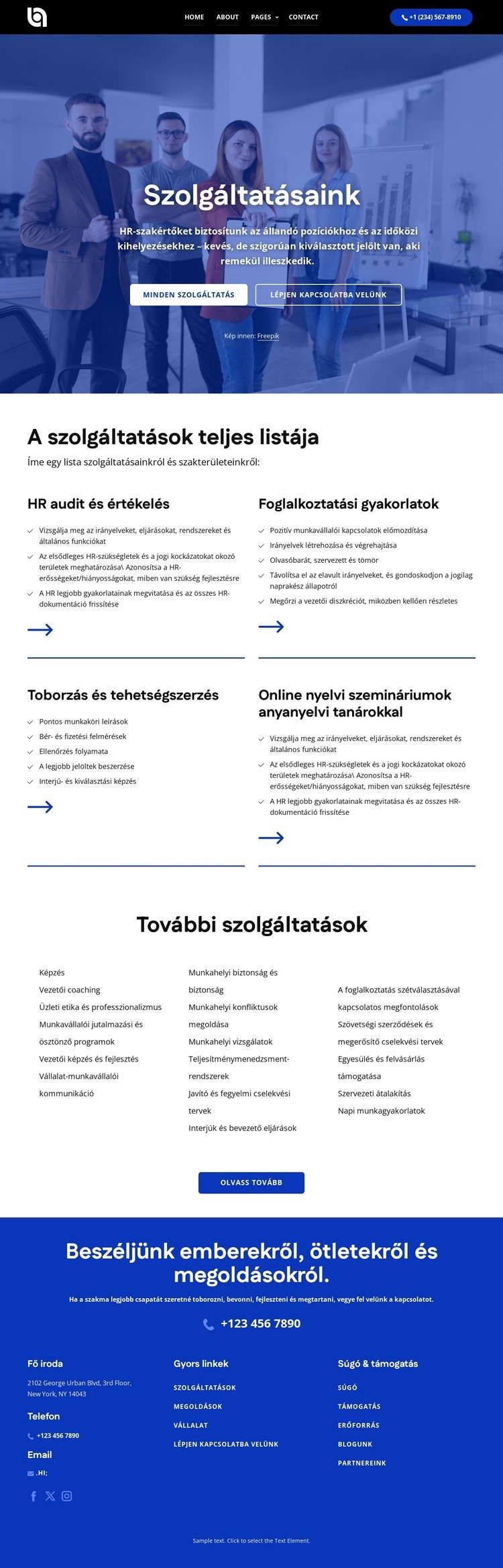 A szolgáltatások teljes listája Weboldal tervezés