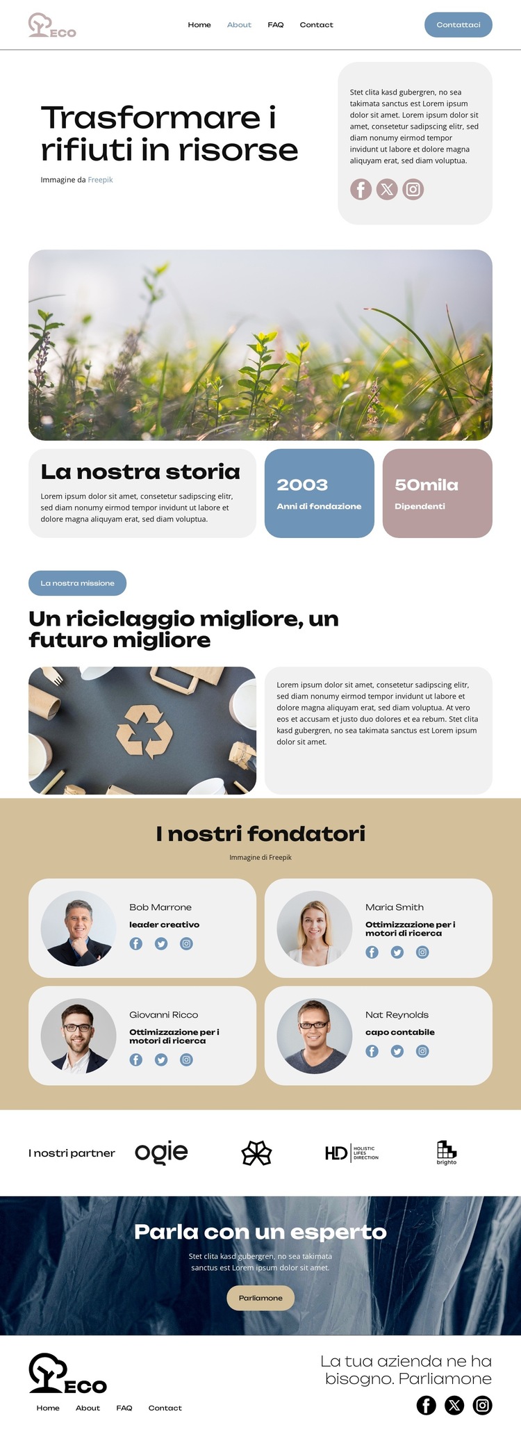 Trasformare i rifiuti Modello di sito Web