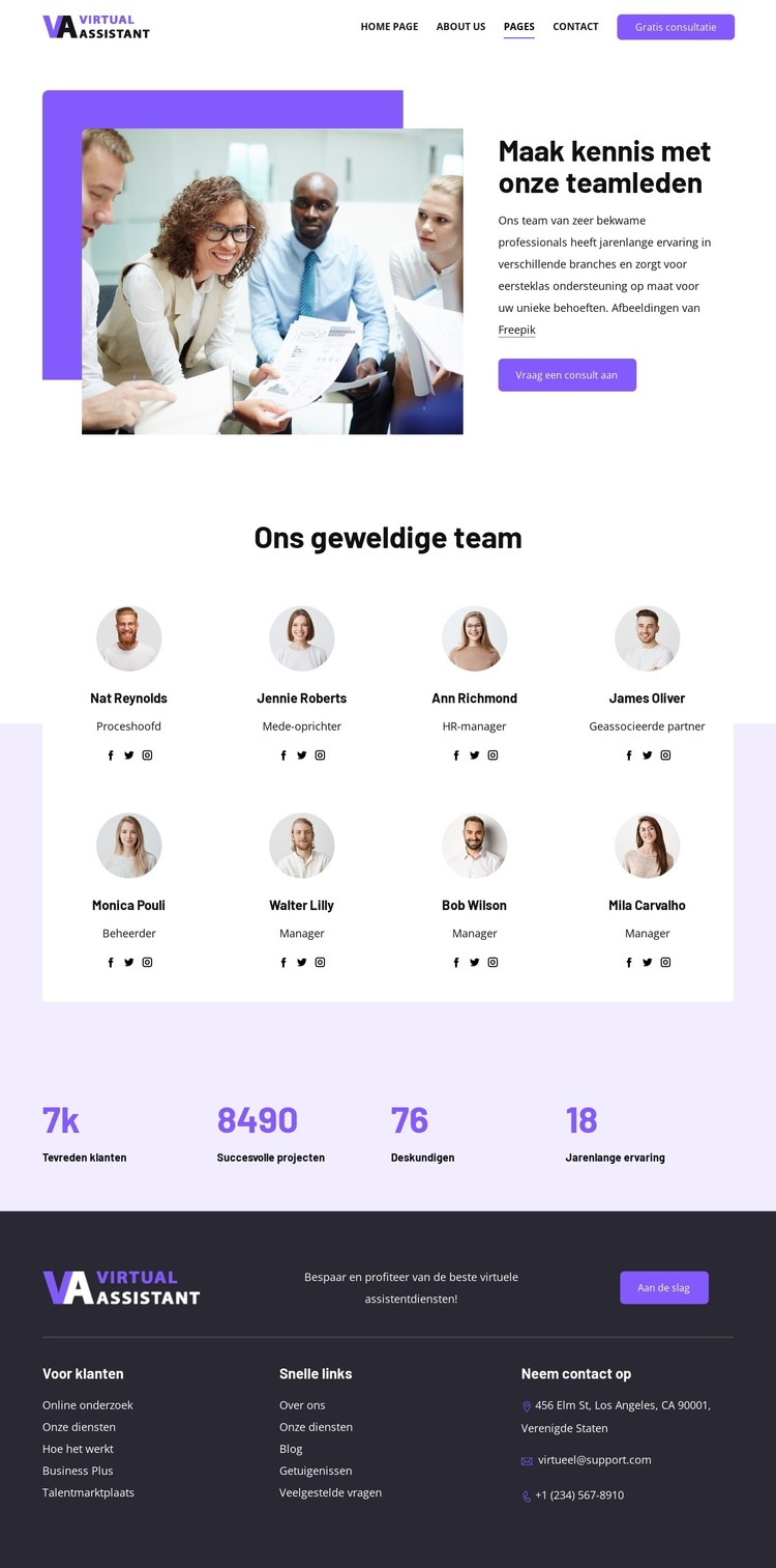 Maak kennis met onze teamleden HTML-sjabloon