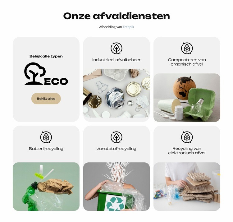 Geen afval, schone aarde Website ontwerp