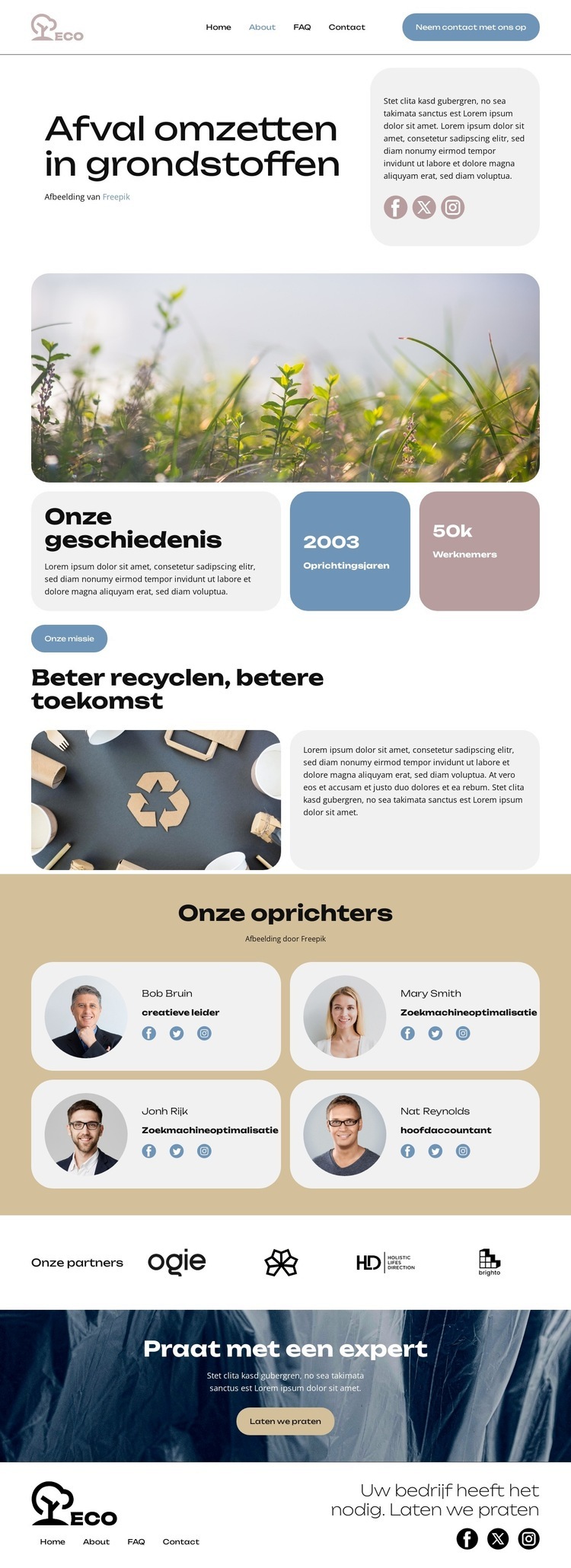 Afval transformeren Website ontwerp