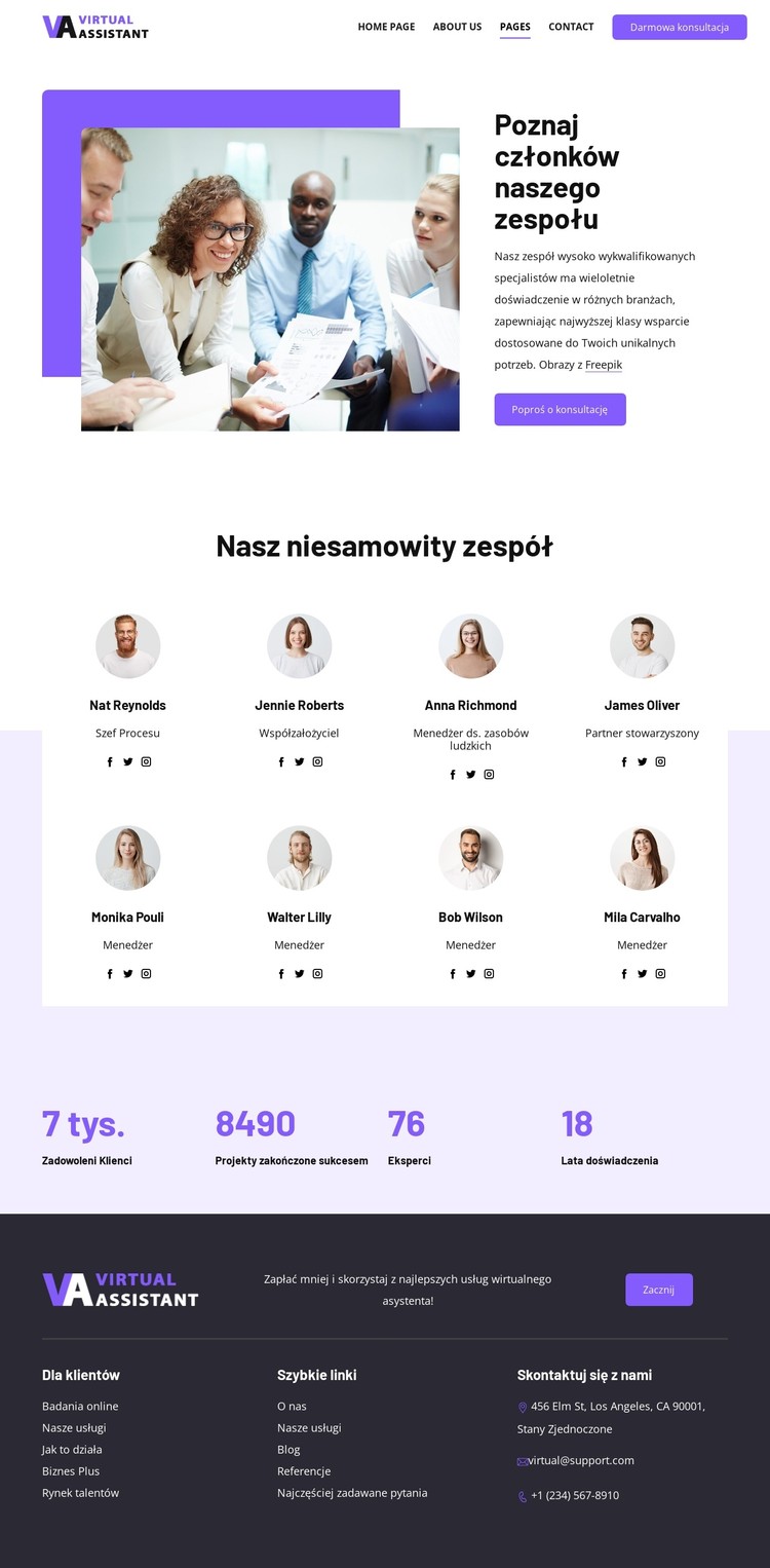 Poznaj członków naszego zespołu Szablon CSS