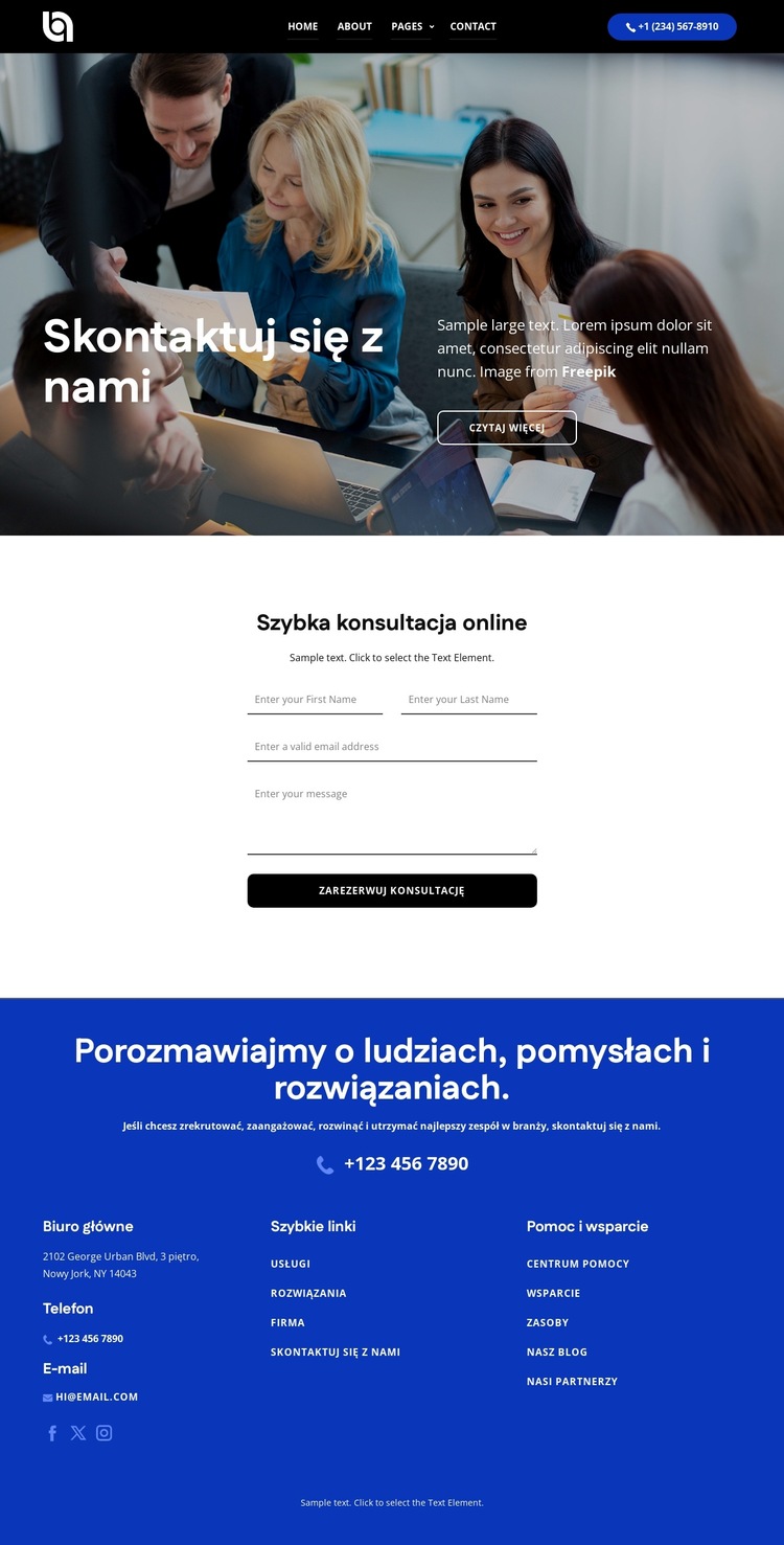 Szybka konsultacja online Szablon witryny sieci Web
