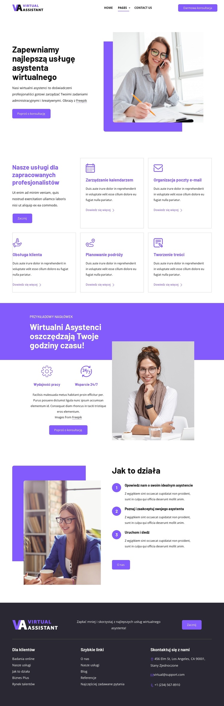 Wirtualny asystent dla Twojego biznesu Szablon witryny sieci Web