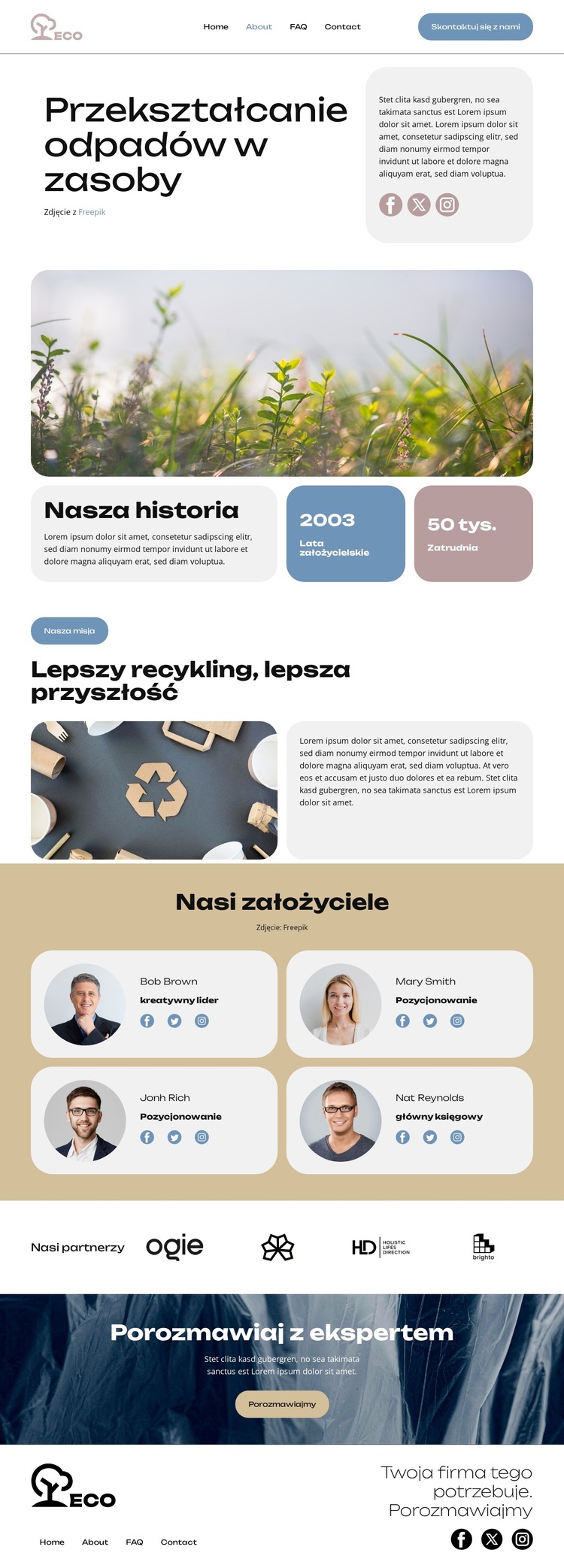 Przekształcanie odpadów Szablon witryny sieci Web