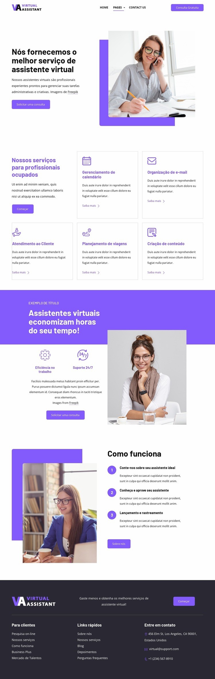 Assistente virtual para o seu negócio Modelo de uma página
