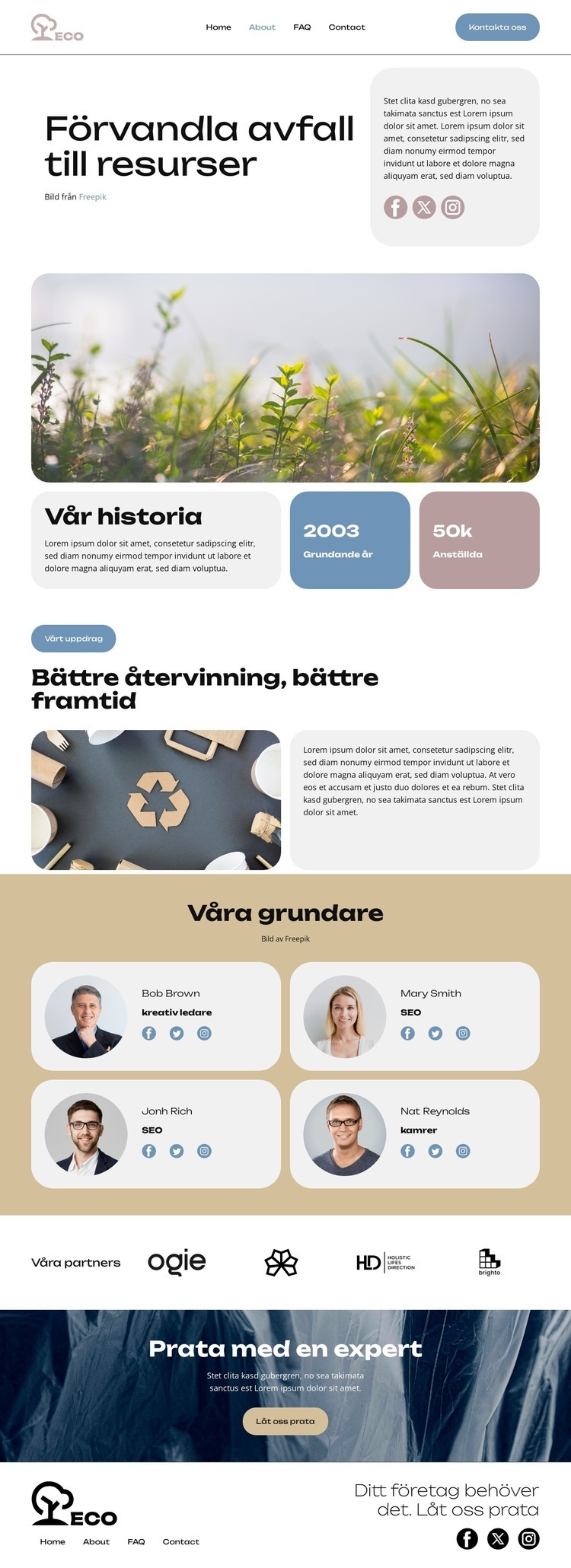Förvandla avfall HTML-mall