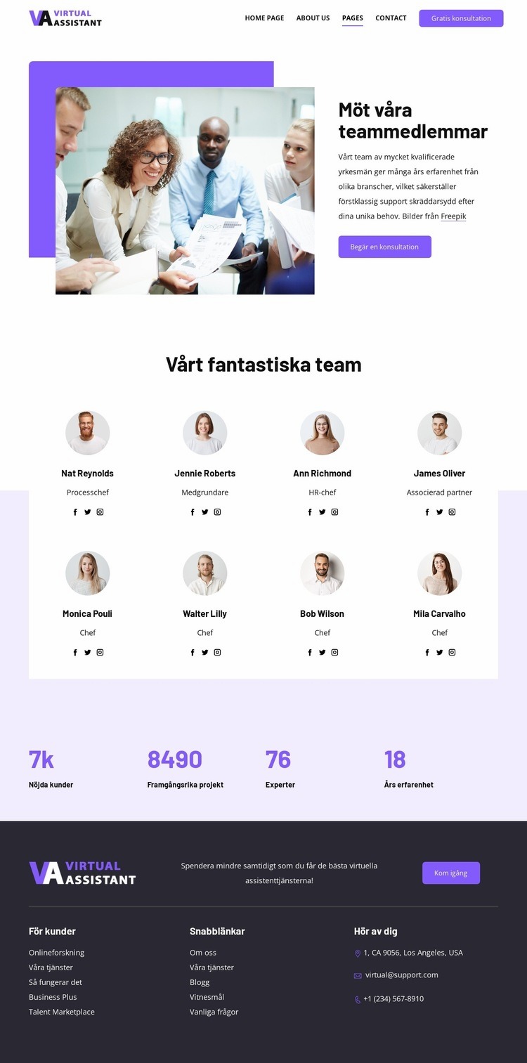 Möt våra teammedlemmar Mall