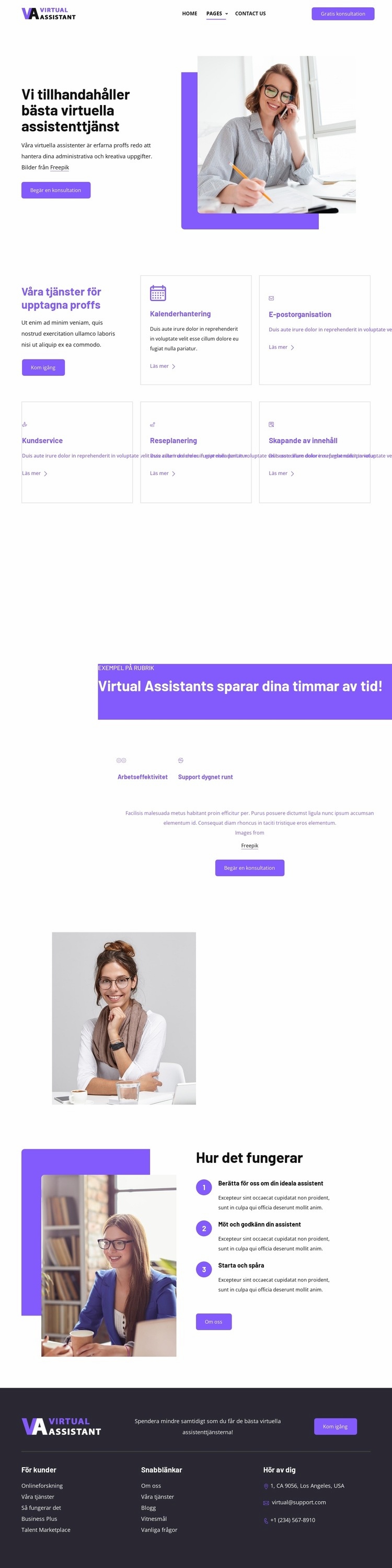 Virtuell assistent för ditt företag Webbplats mall