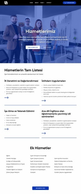 Hizmetlerin Tam Listesi Için Web Sitesi Tasarımcısı