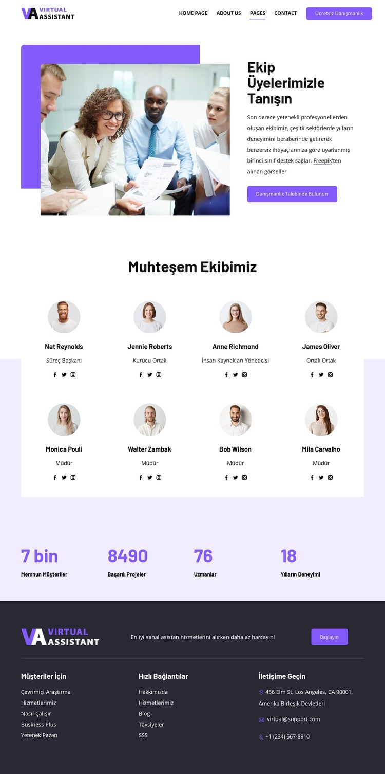Ekip üyelerimizle tanışın Web Sitesi Şablonu