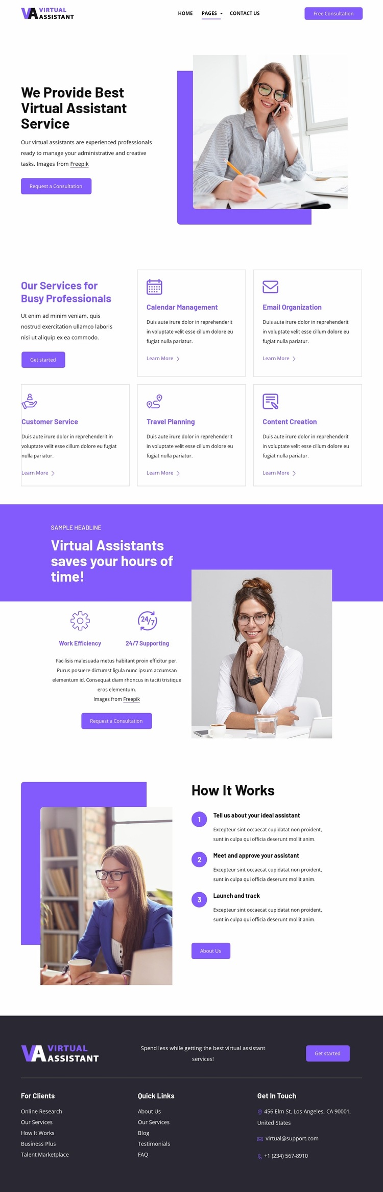 Virtual assistant for your business Website Builder Templates