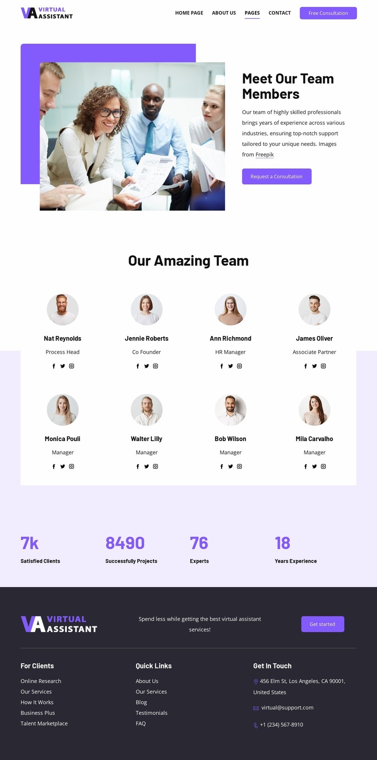 Meet our team members Website Builder Templates