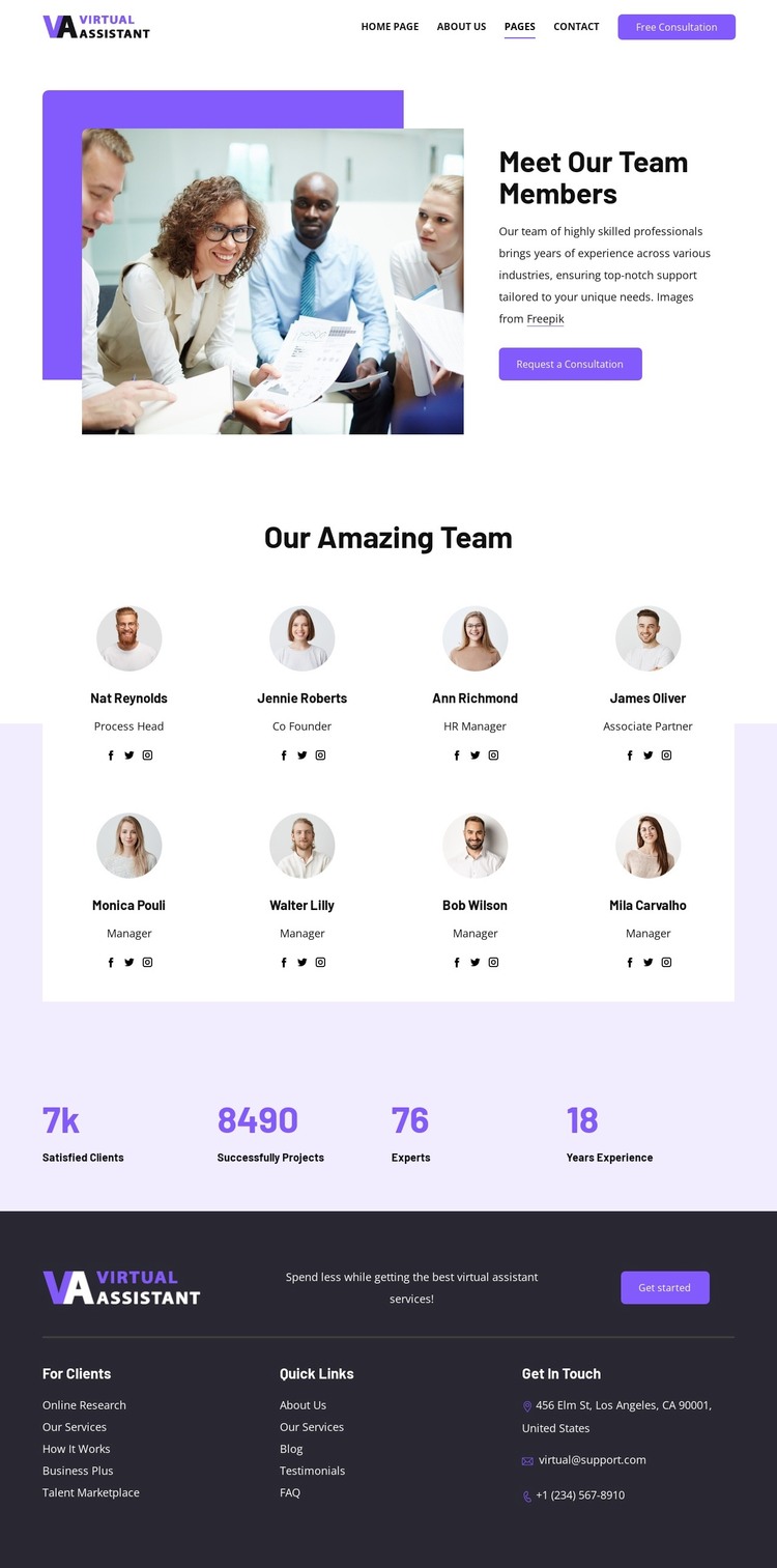 Meet our team members WordPress Theme