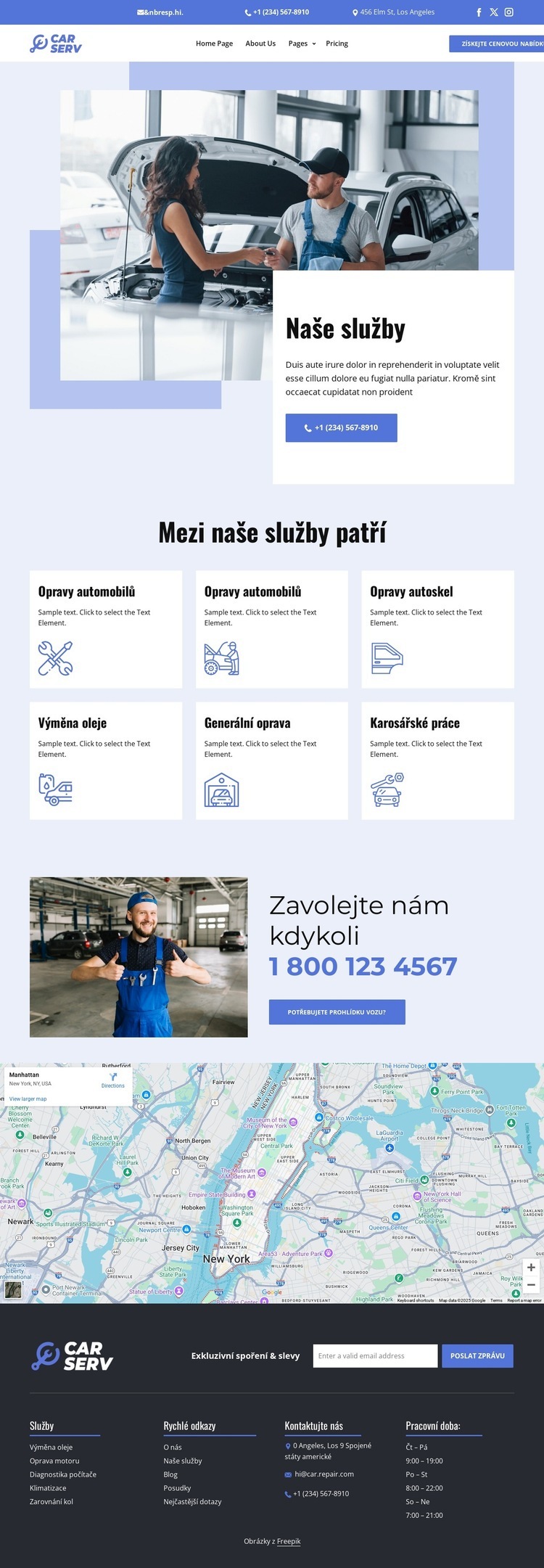 Seznam autoservisů Šablona webové stránky