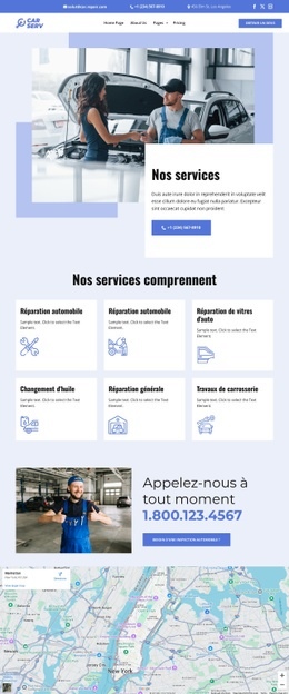 Conception Du Site Pour Liste Des Services De Réparation Automobile