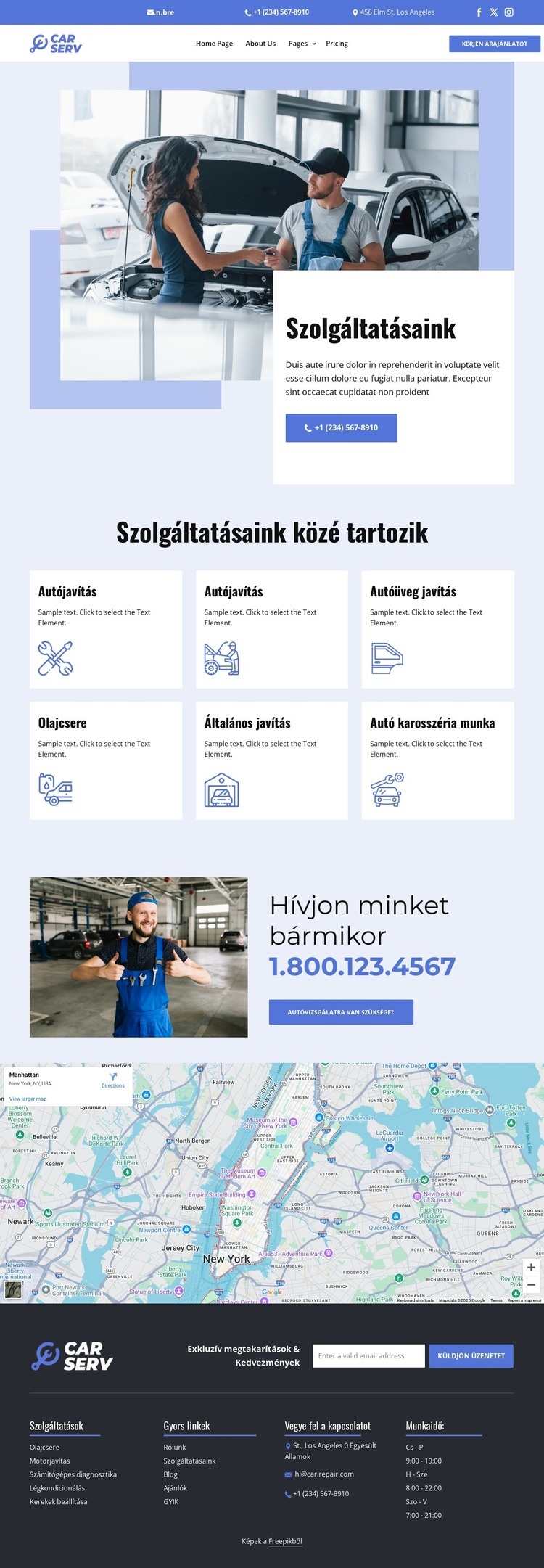 Autójavítási szolgáltatások listája HTML Sablon