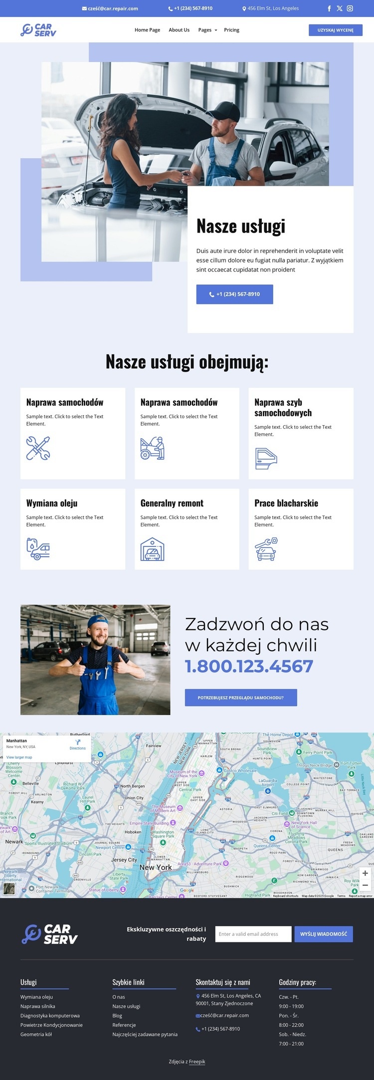 Lista usług naprawy samochodów Szablon