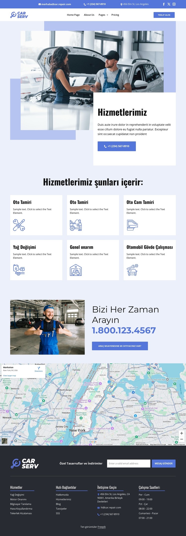 Araba tamir hizmetleri listesi CSS Şablonu
