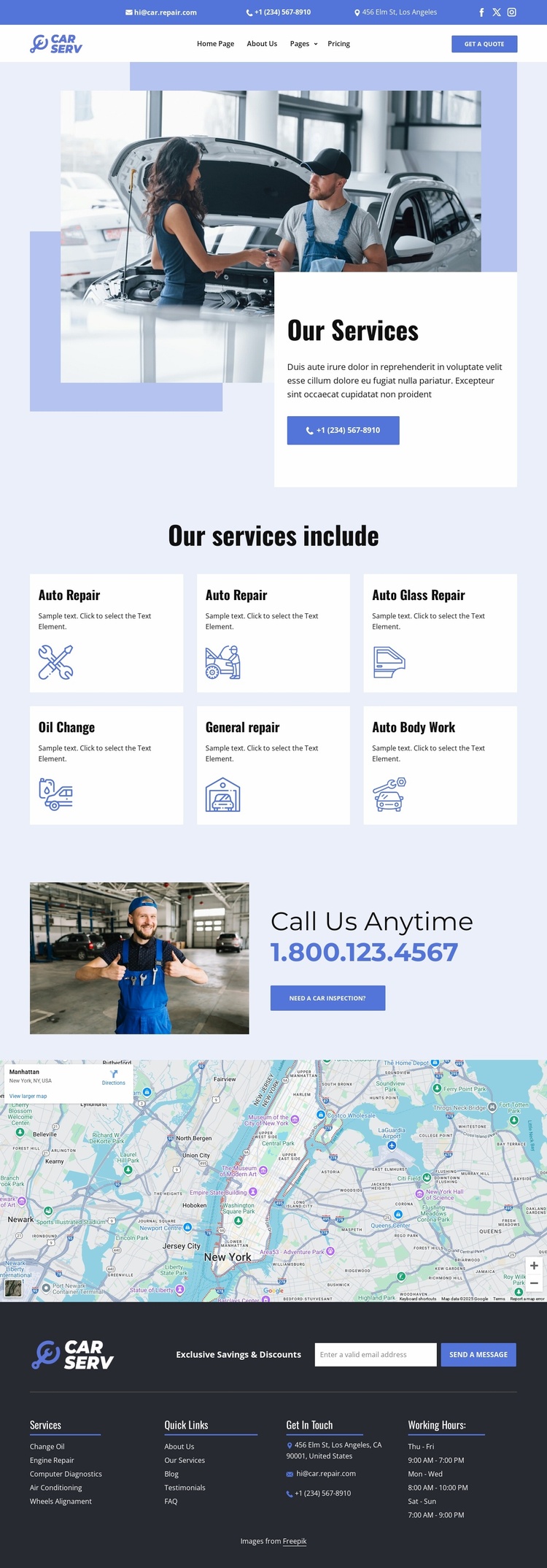 Car repair services list Website Template