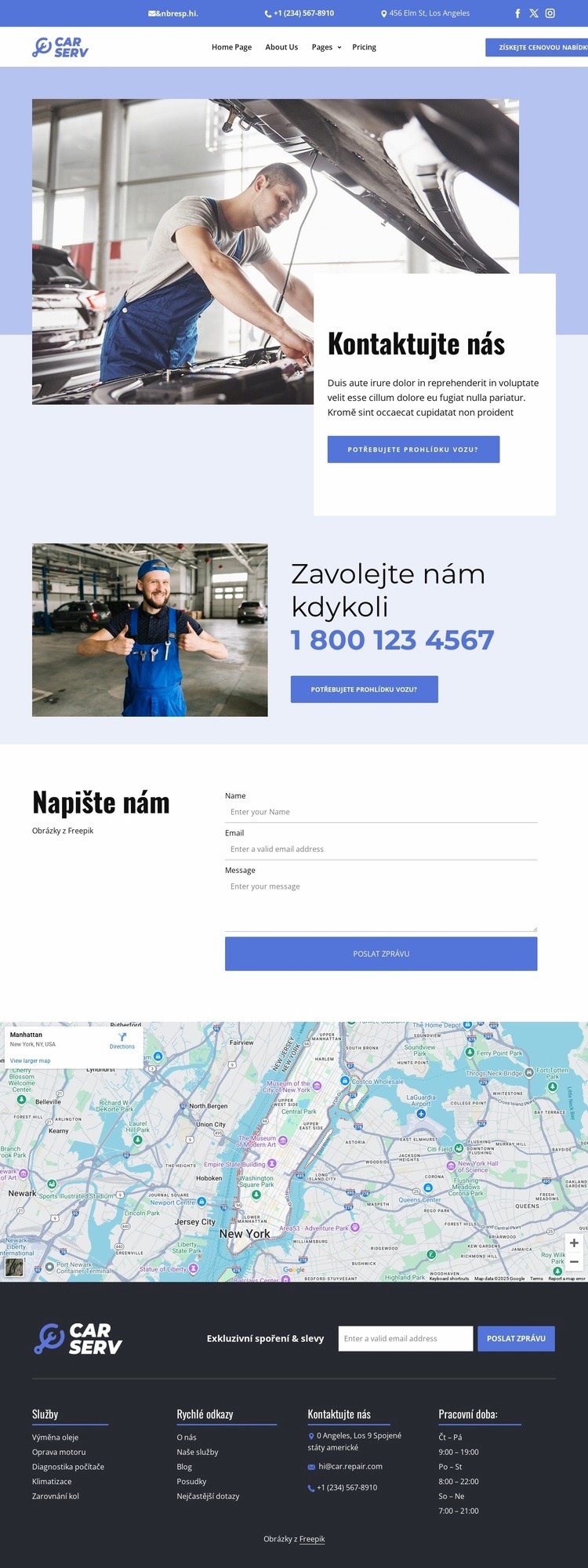 Kontakty na opravu auta Šablona webové stránky