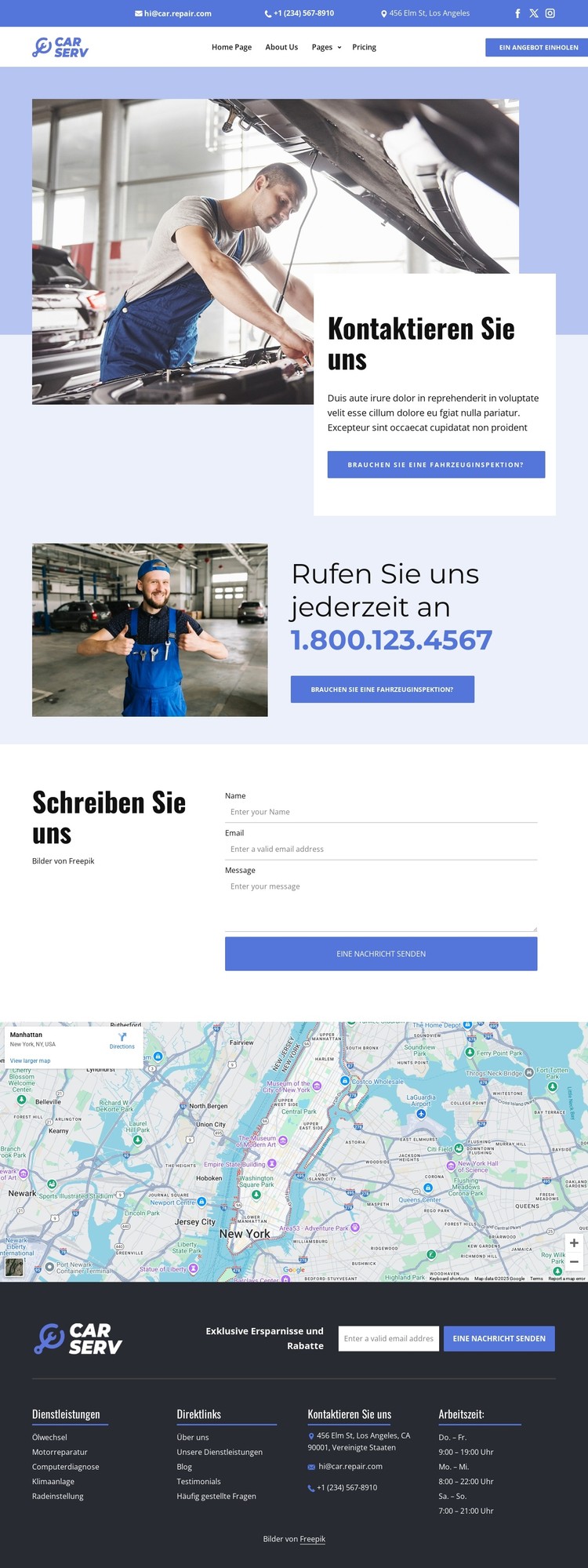 Autoreparatur-Kontakte CSS-Vorlage