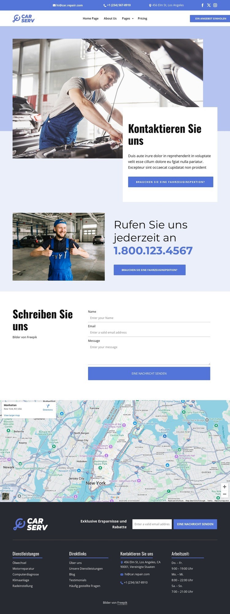 Autoreparatur-Kontakte HTML5-Vorlage