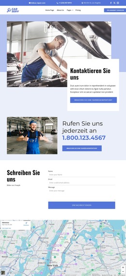 Autoreparatur-Kontakte Website-Vorlagen