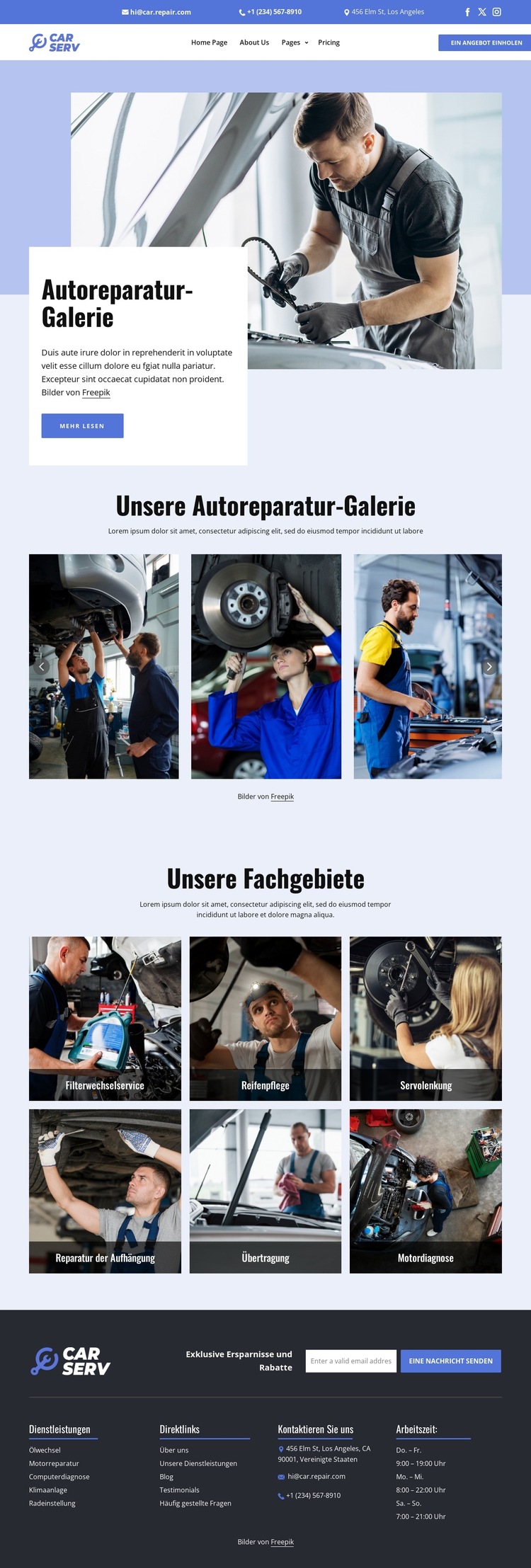 Autoreparaturgalerie Website-Vorlage