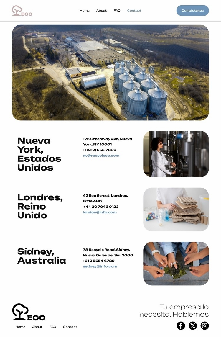 Residuos ecológicos Diseño de páginas web