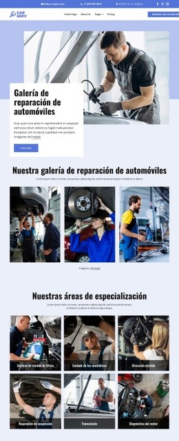 Galería de reparación de automóviles Páginas de destino