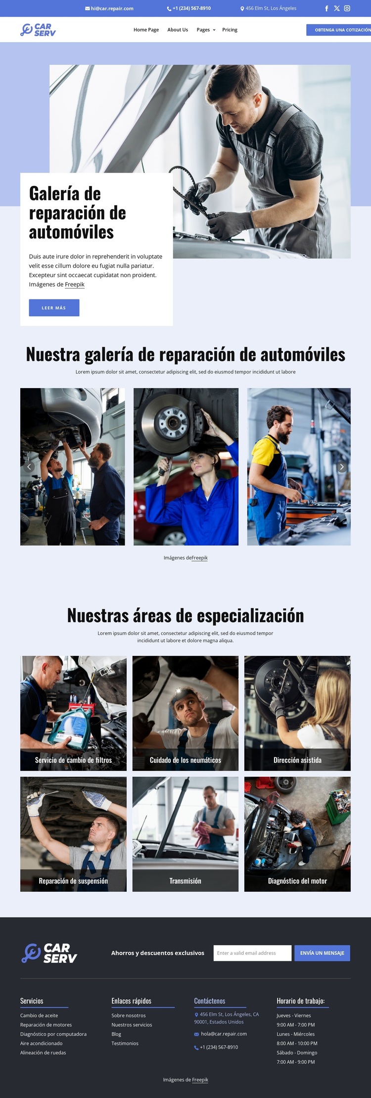 Galería de reparación de automóviles Tema de WordPress