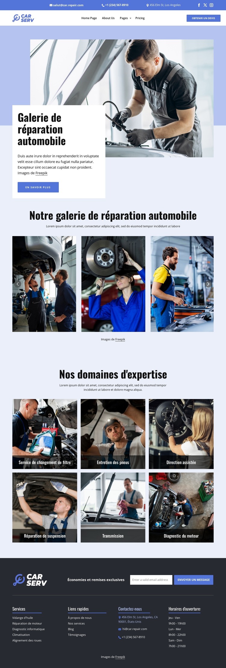Galerie de réparation automobile Modèle HTML