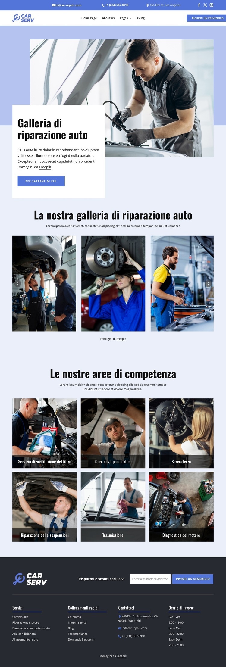 Galleria di riparazione auto Modello HTML5