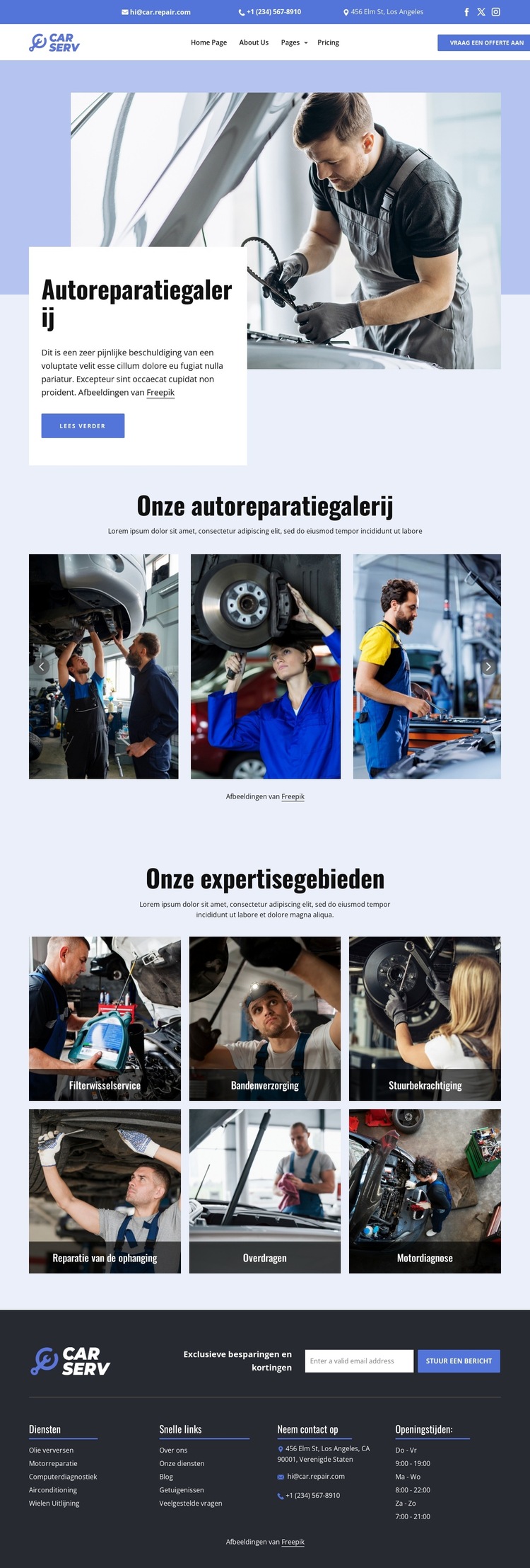 Autoreparatiegalerij Website sjabloon