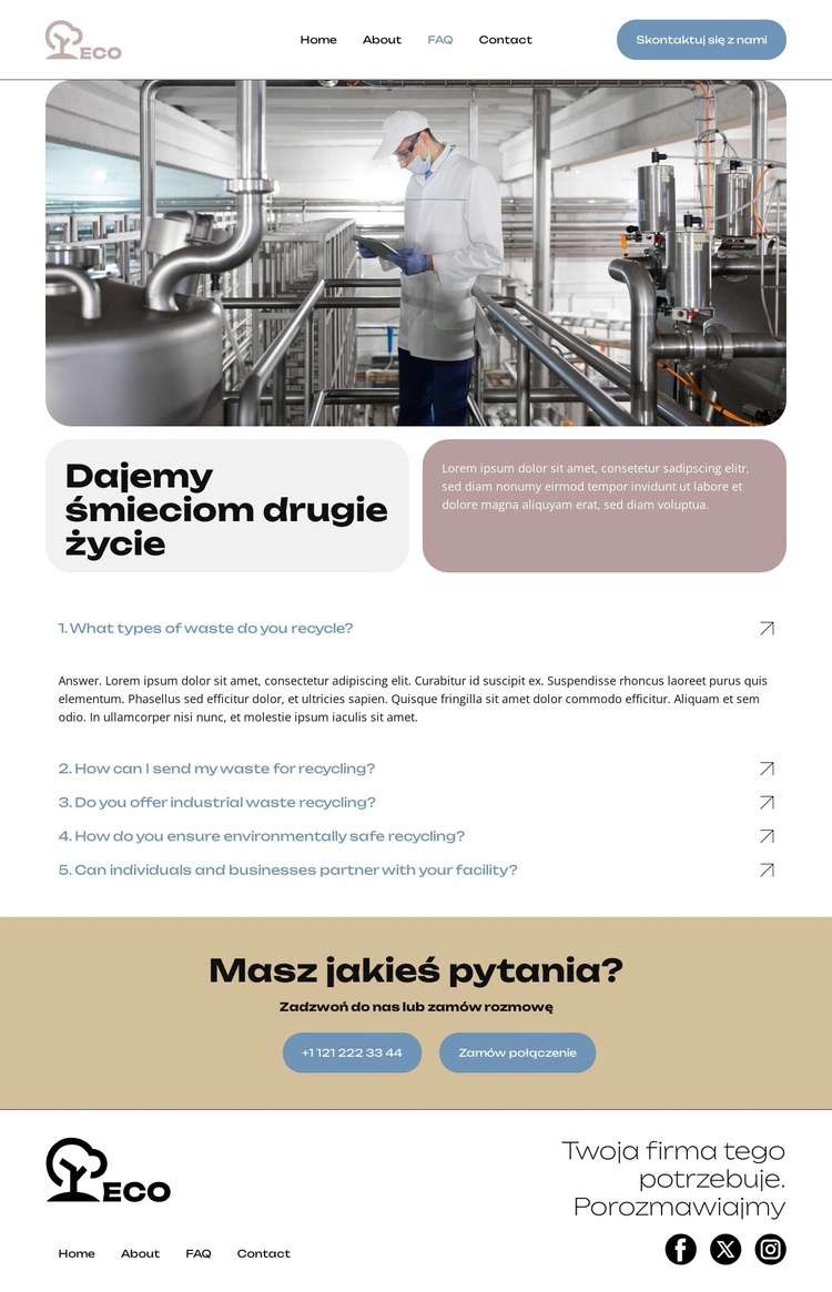 Ograniczaj, używaj ponownie, poddawaj recyklingowi Szablon witryny sieci Web