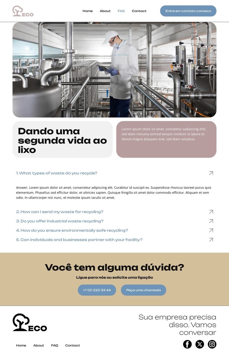 Reduzir, Reutilizar, Reciclar Landing Page