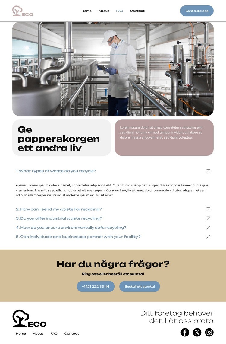 Minska, återanvänd, återvinn HTML-mall