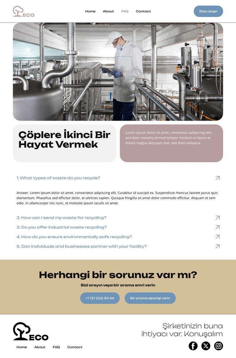 Azalt, Yeniden Kullan, Geri Dönüştür Bir Sayfa Şablonu