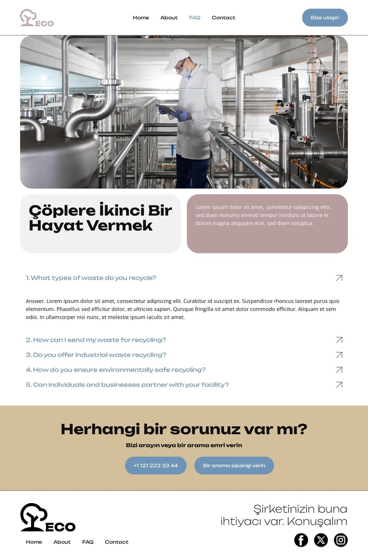 Azalt, Yeniden Kullan, Geri Dönüştür Web Sitesi Şablonu